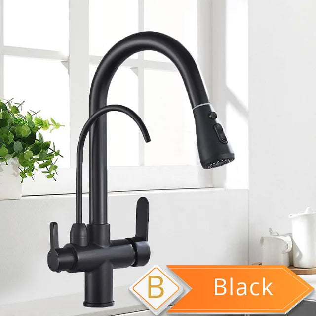Robinet Filtrant 360° avec Douchette Extractible 3 Modes