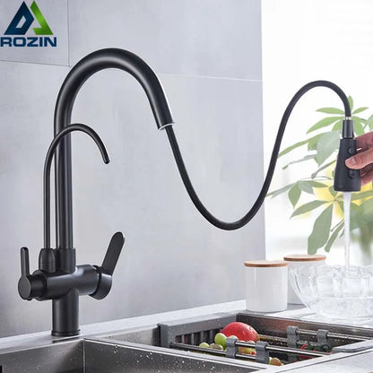 Robinet Filtrant 360° avec Douchette Extractible 3 Modes