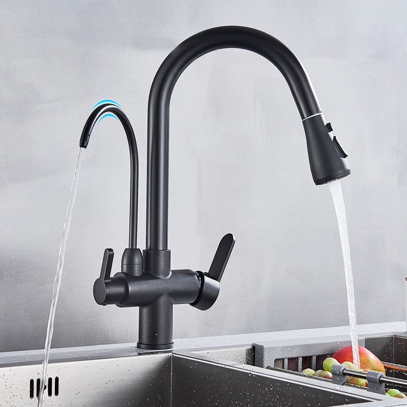 Robinet Filtrant 360° avec Douchette Extractible 3 Modes