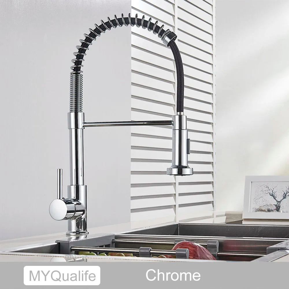 Robinet de Cuisine Doré Brossé – Mitigeur Monolevier, Eau Chaude & Froide, Montage sur Plan