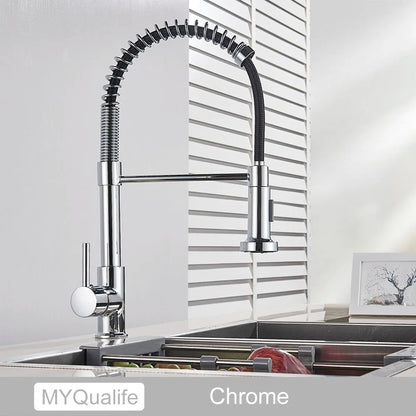 Robinet de Cuisine Doré Brossé – Mitigeur Monolevier, Eau Chaude & Froide, Montage sur Plan