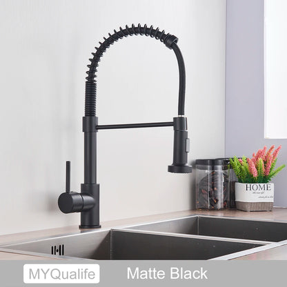 Robinet de Cuisine Doré Brossé – Mitigeur Monolevier, Eau Chaude & Froide, Montage sur Plan