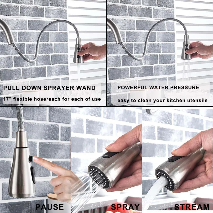 Robinet Filtrant 360° avec Douchette Extractible 3 Modes