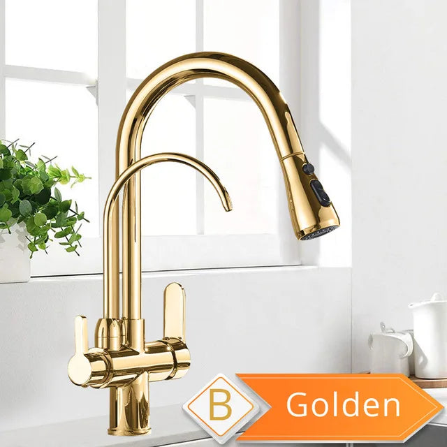 Robinet Filtrant 360° avec Douchette Extractible 3 Modes