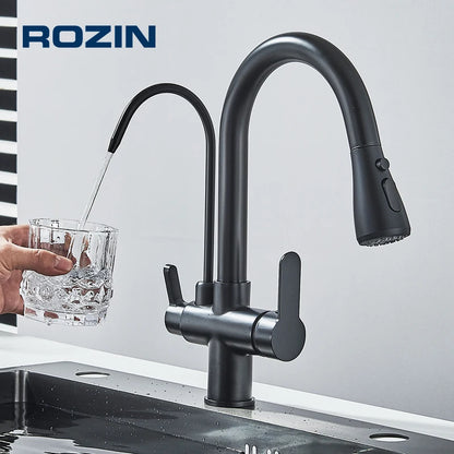 Robinet Filtrant 360° avec Douchette Extractible 3 Modes