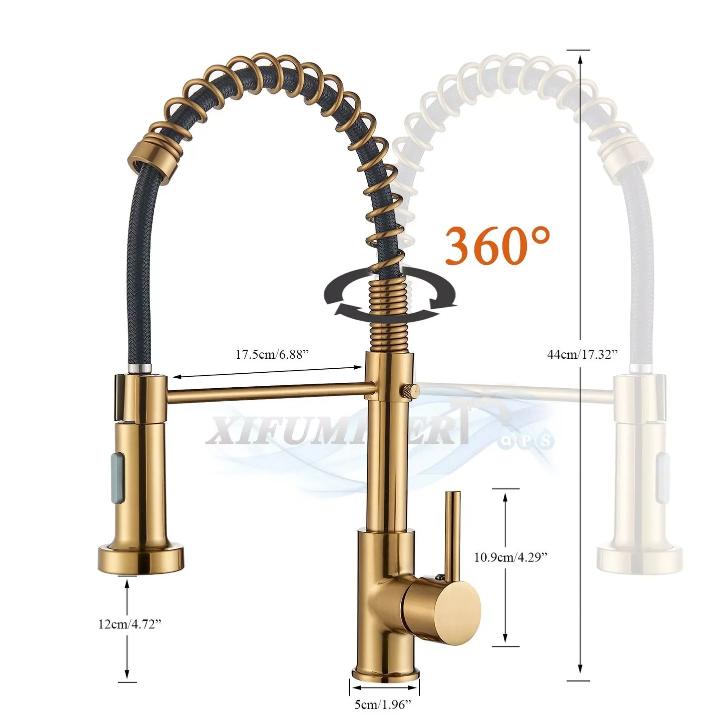 Robinet de Cuisine Doré Brossé – Mitigeur Monolevier, Eau Chaude & Froide, Montage sur Plan