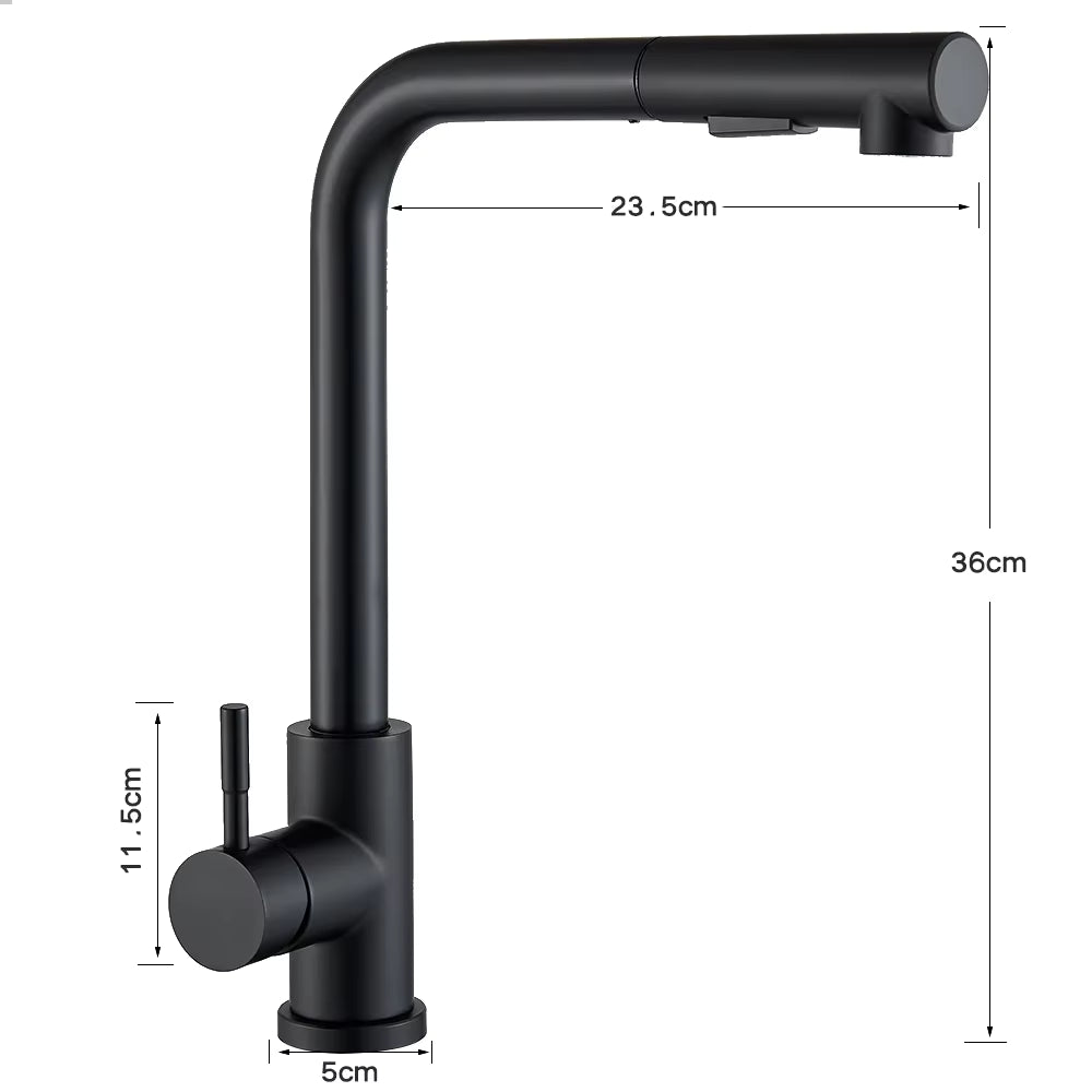 Robinet de Cuisine avec Douchette Flexible, 2 Modes, Mitigeur Eau Chaude & Froide en Acier Inoxydable